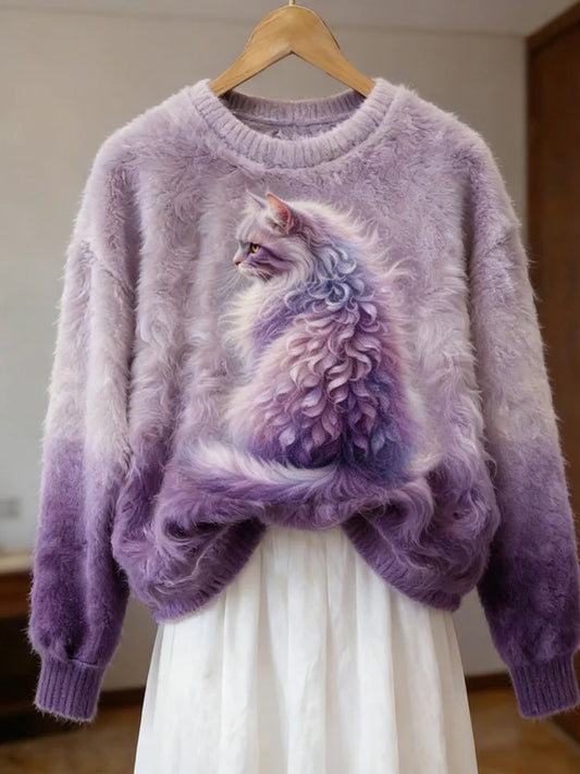 Damen Retro Tier kunst druck Komfortables Flanell oberteil