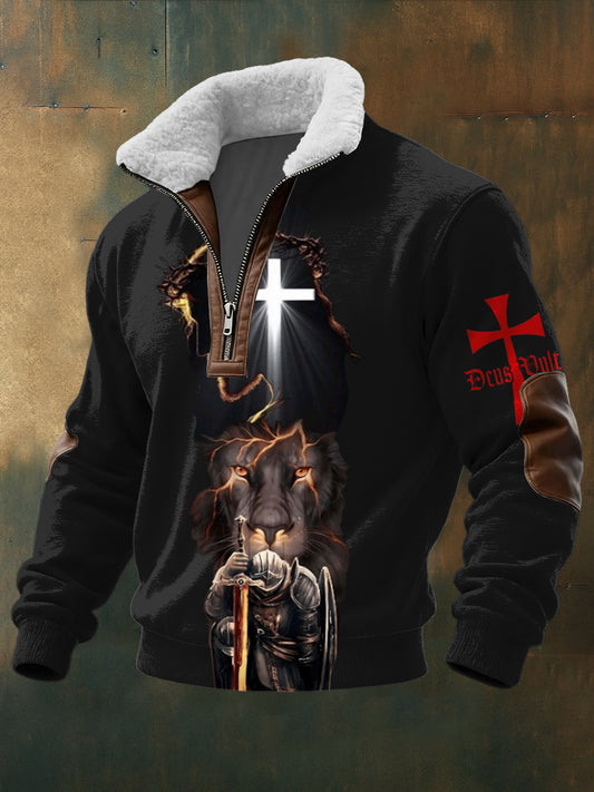 Herren Deutscher Eiserner Kreuz Soldat und Löwe „ Deus Vult “Sweatshirt
