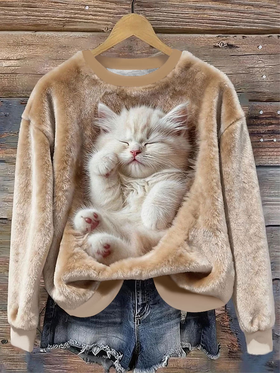 Katzen-Flanell-Sweatshirts für Damen