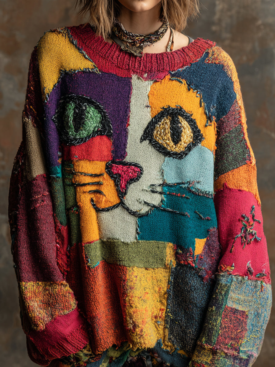 Damen Kunst Katze Vintage Tops