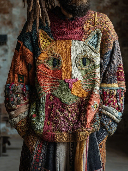 Herren Katzen kunst Vintage Tops