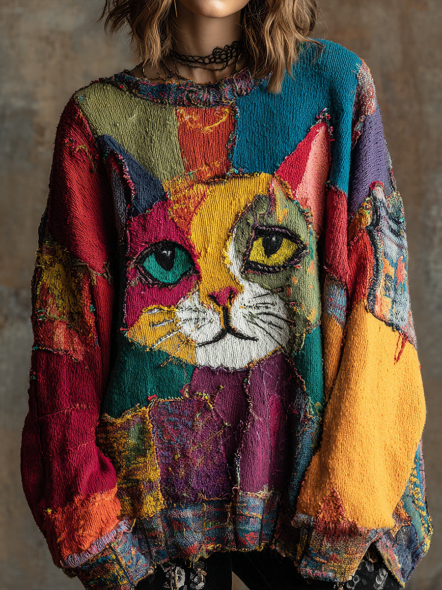 Damen Kunst Katze Vintage Tops