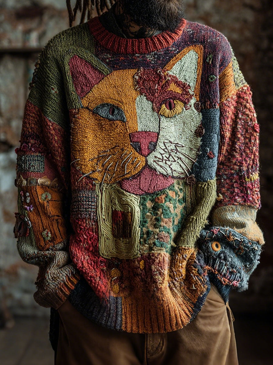 Herren Katzen kunst Vintage Tops