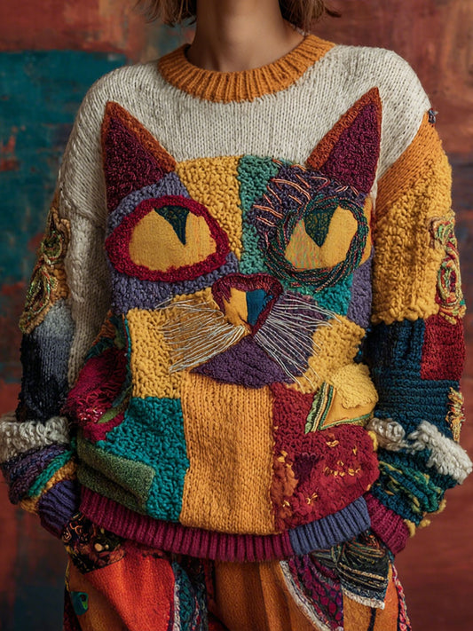Damen Kunst Katze Vintage Tops