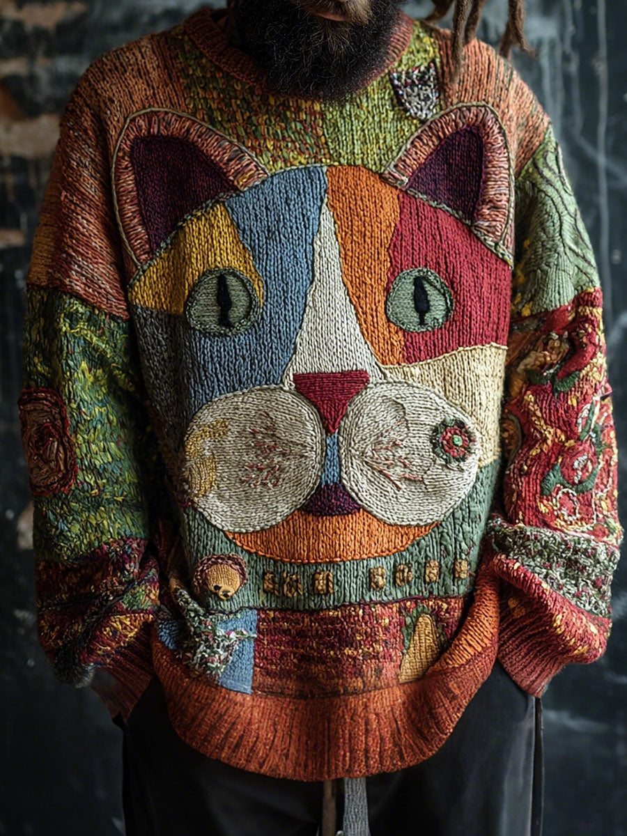 Herren Katzen kunst Vintage Tops
