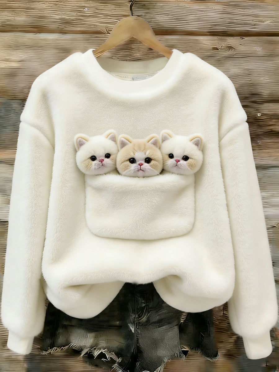 Damen niedlicher Tier kunst druck Lässiger Flanell pullover