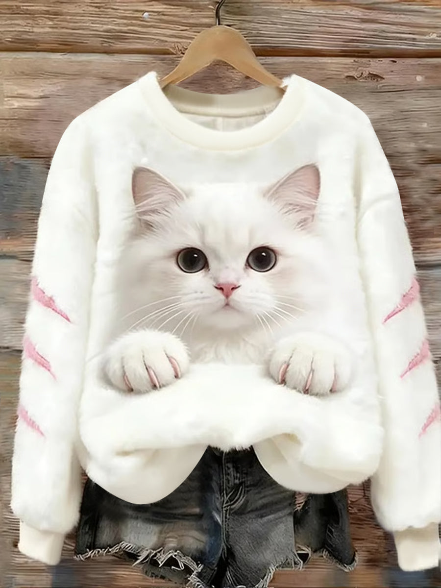 Damen niedlicher Tier kunst druck Lässiger Flanell pullover