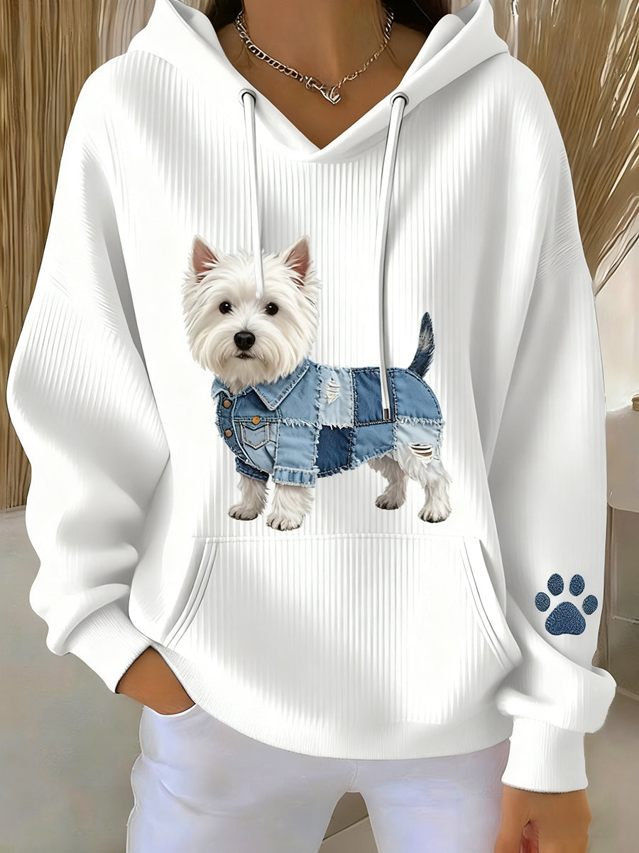 Damen Retro Tier Kunst Print Casual Kapuzen Sweatshirt