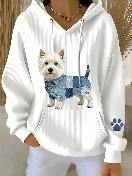 Damen Retro Tier Kunst Print Casual Kapuzen Sweatshirt