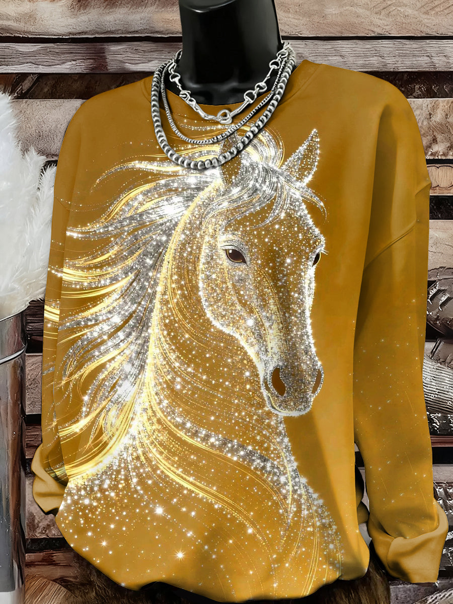 Frauen Pferd Kunstdruck Sweatshirt