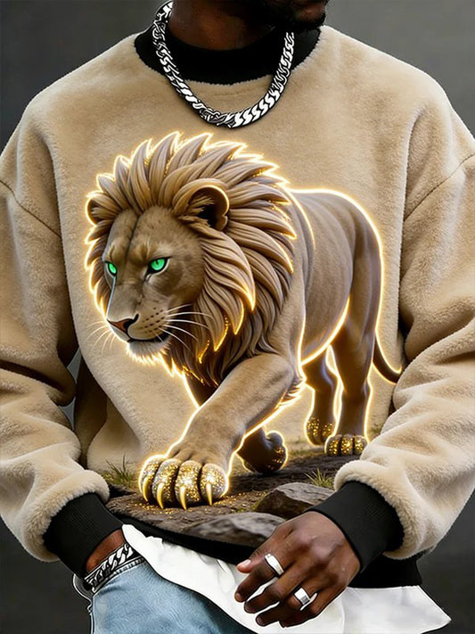 Herren Tiere Kunst Flanell Casual Sweatshirt