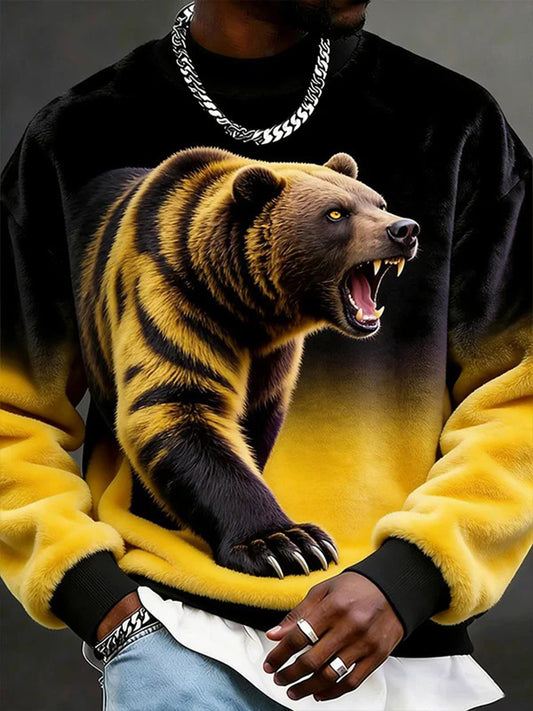 Herren Tiere Kunst Flanell Casual Sweatshirt