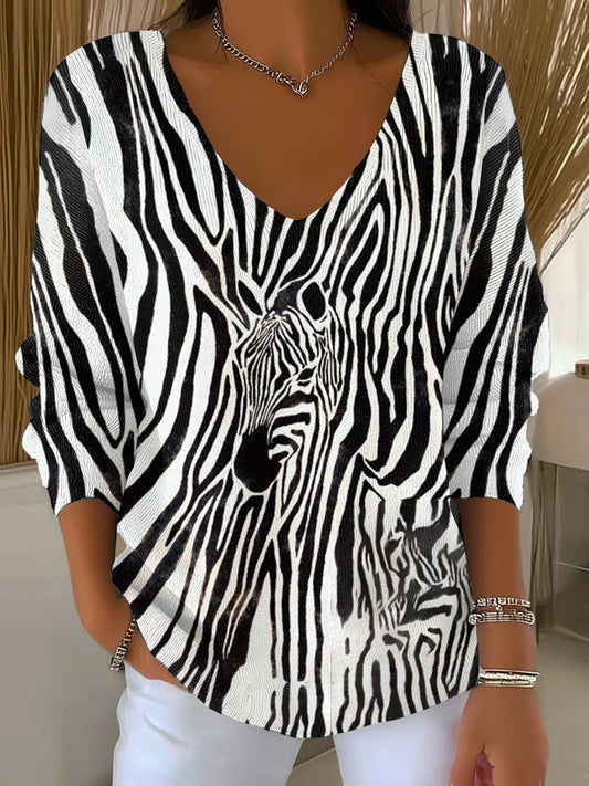 Damen tier bedrucktes Casual Top