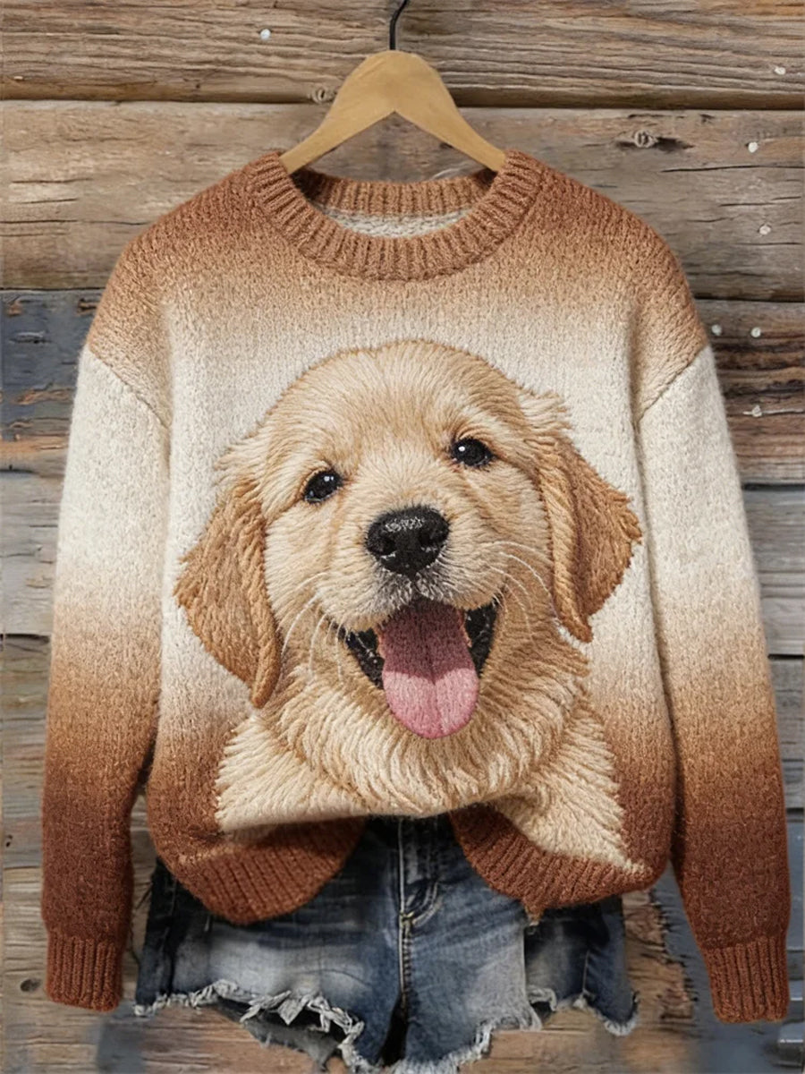 Damen schöne Golden Retriever Hund Gradient Gemütliche Pullover