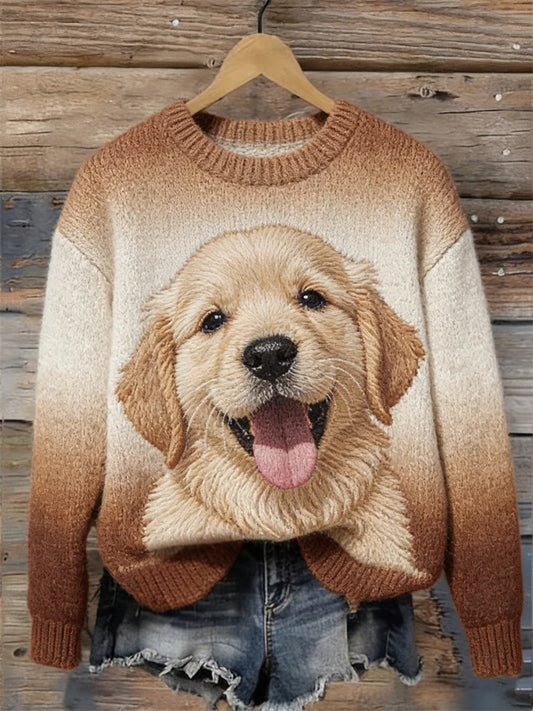 Damen schöne Golden Retriever Hund Gradient Gemütliche Pullover