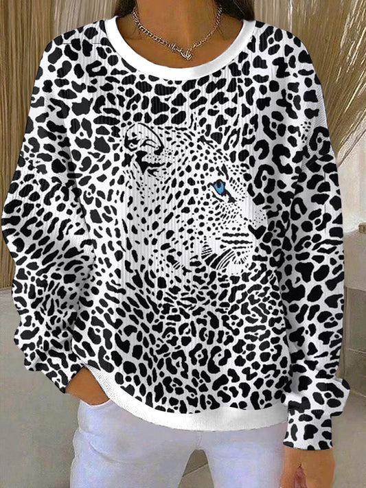 Damen Animal Print Casual Sweatshirt