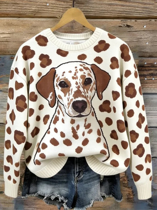 Damen Dalmatiner Muster Gemütliche Pullover