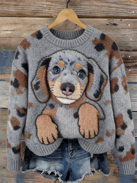 Damen schöne Dackel Hund inspirierte gemütliche Pullover