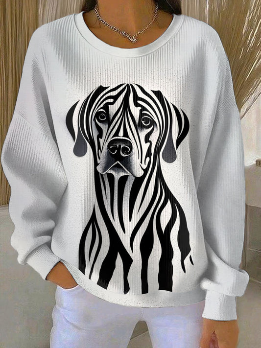 Damen Animal Print Casual Sweatshirt