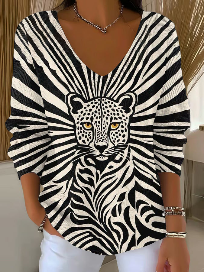 Damen tier bedrucktes Casual Top