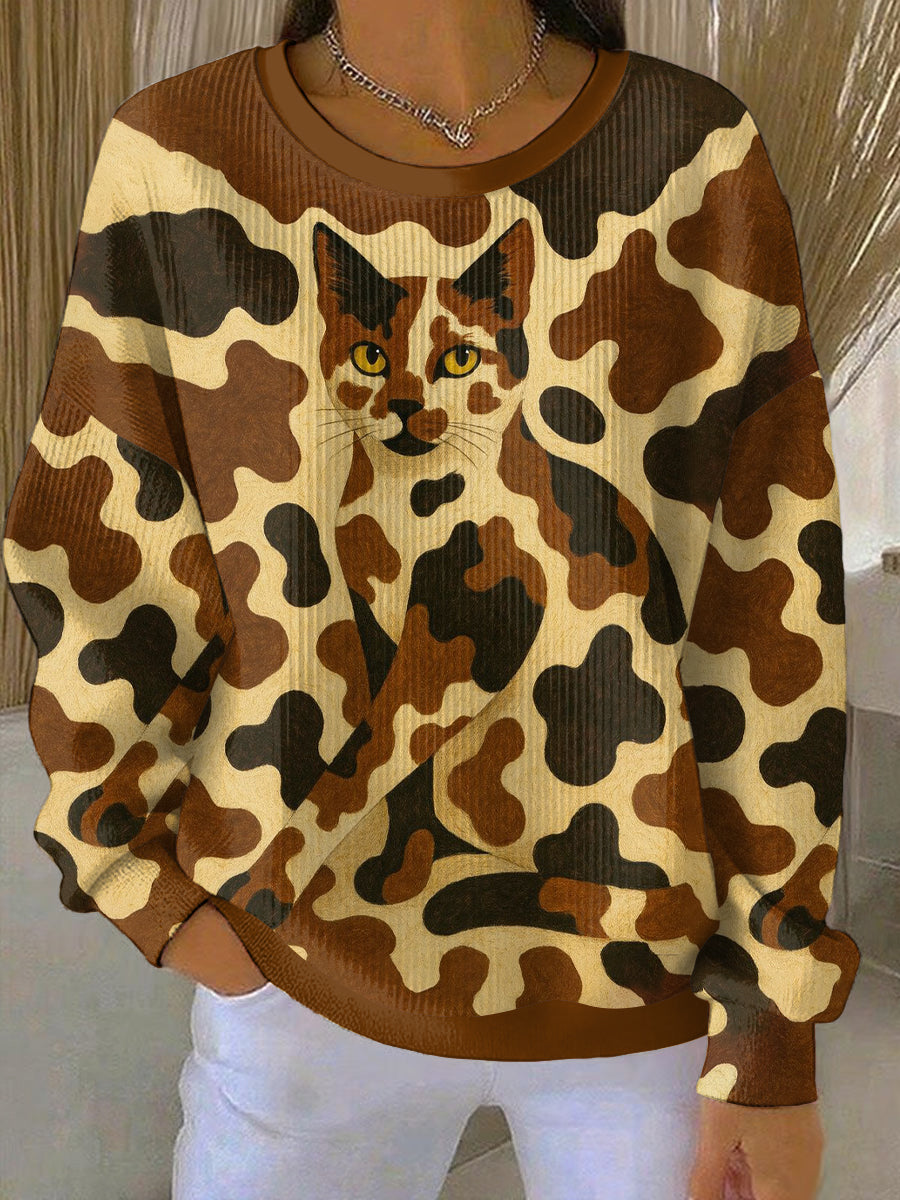 Damen Animal Print Casual Sweatshirt