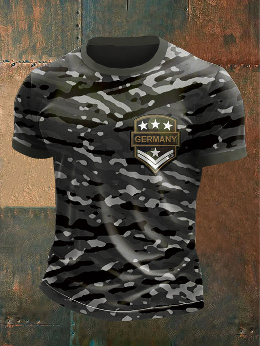 Männer deutsche Armee Camouflage Print Casual T-Shirt