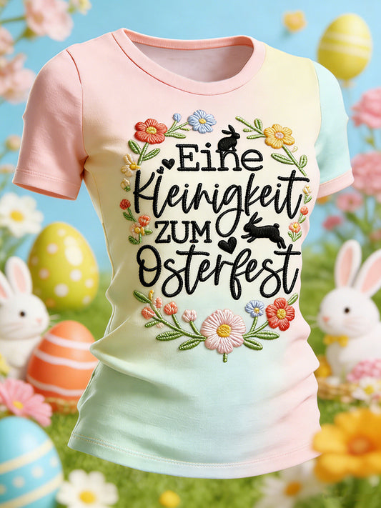 Frauen-Ostern bedrucktes T-Shirt mit kurzen Ärmeln