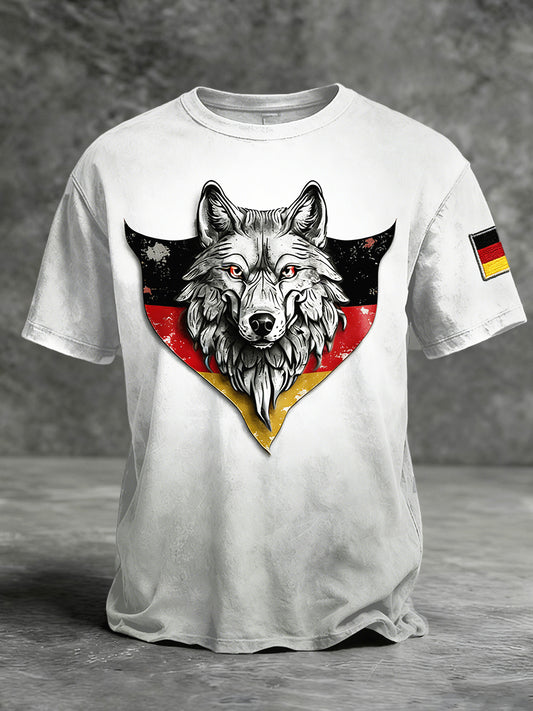 Herren-T-Shirt mit grauem Wolf-Gradienten druck