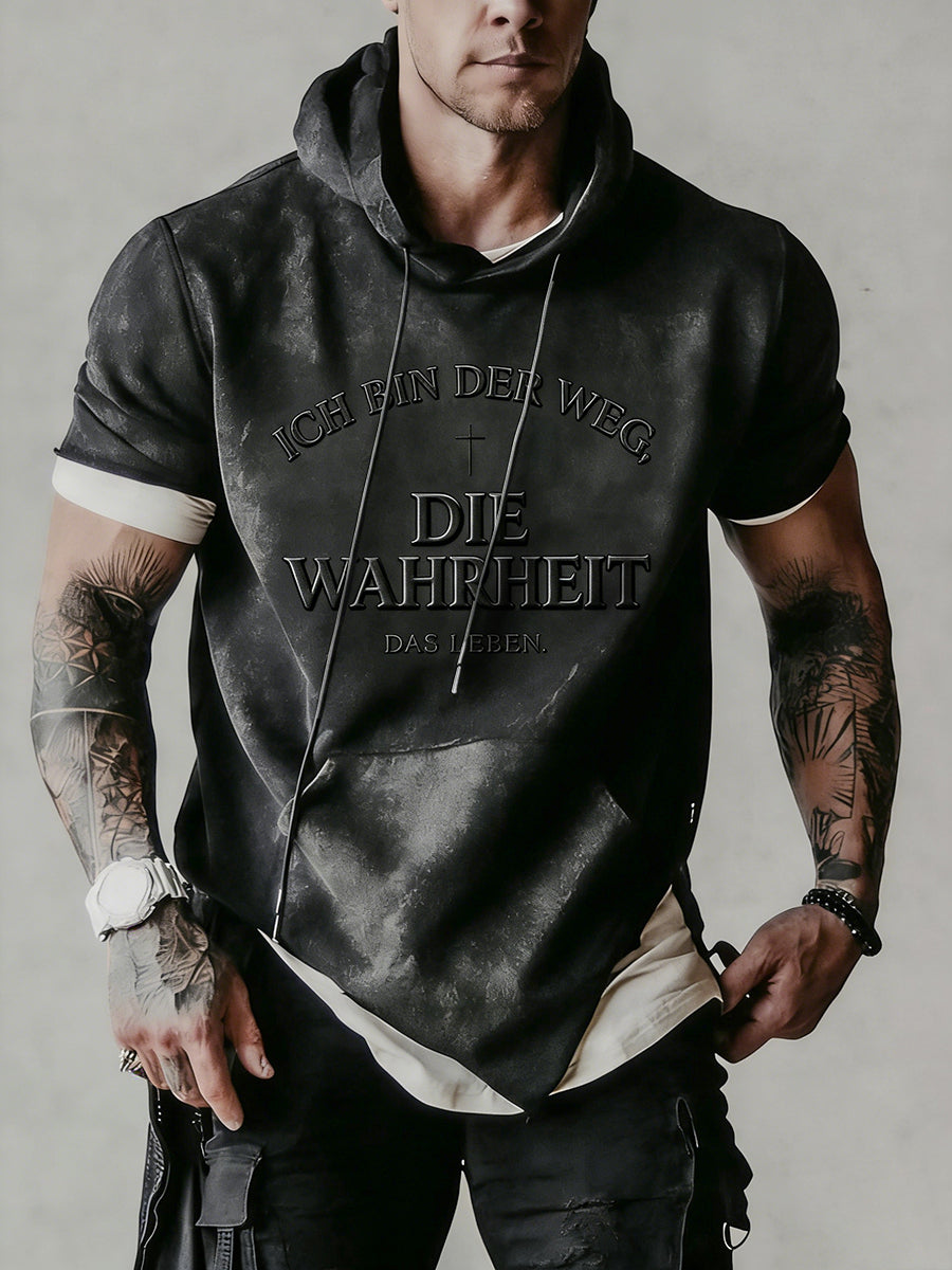 Herren-Sweatshirt mit kurzen Ärmeln mit Faith Print