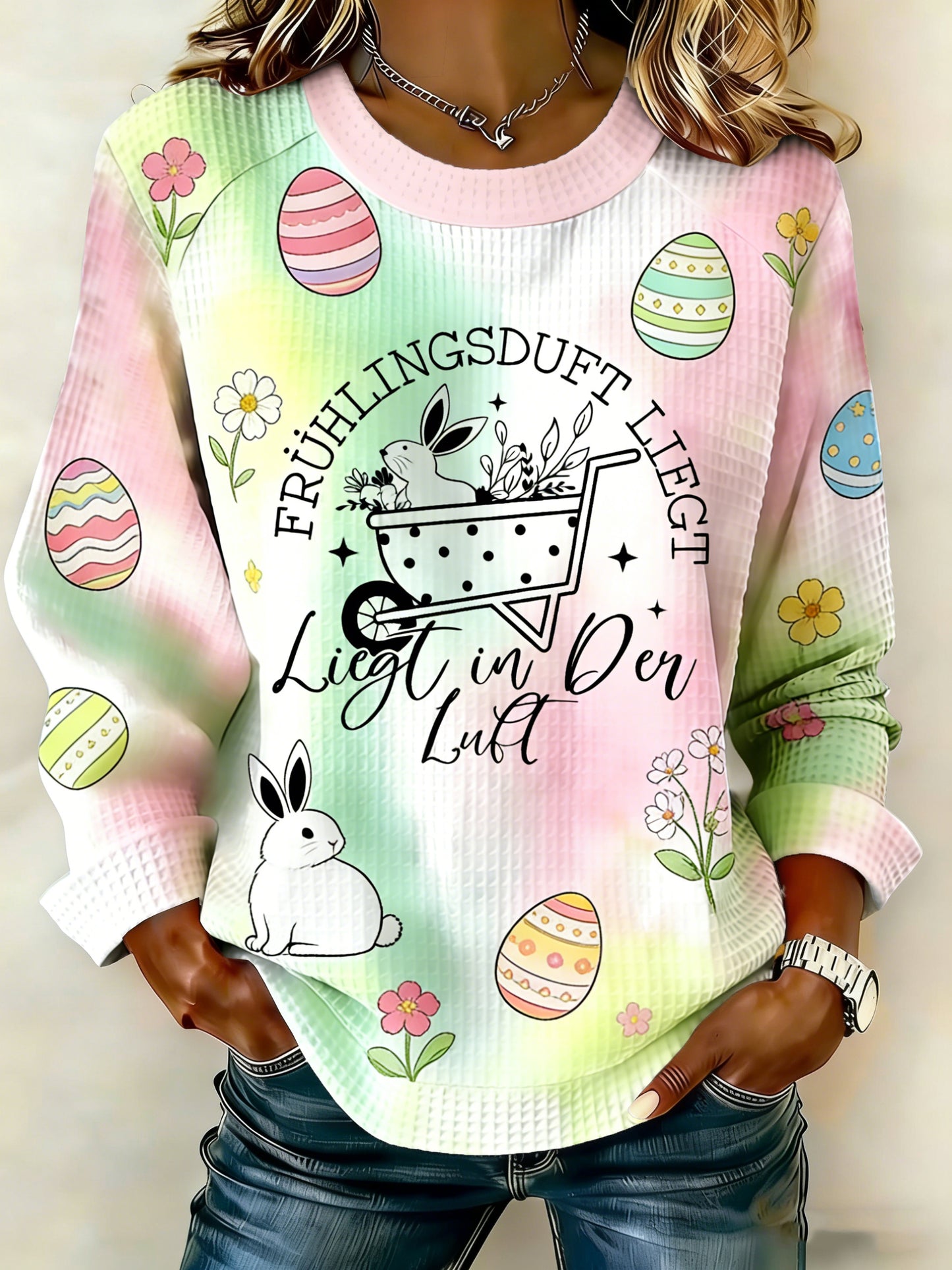 Frauen-Osterdruck-Patchwork-Top