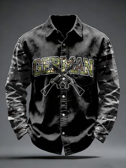 Herren-Camouflage-Patchwork-Print-Freizeit hemd
