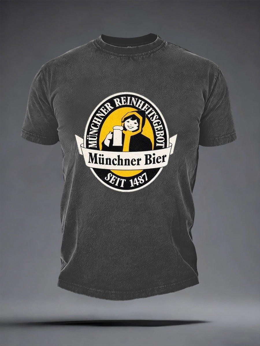 Herren-Bierliebhaber-München-Oktoberfest-Print-T-Shirt