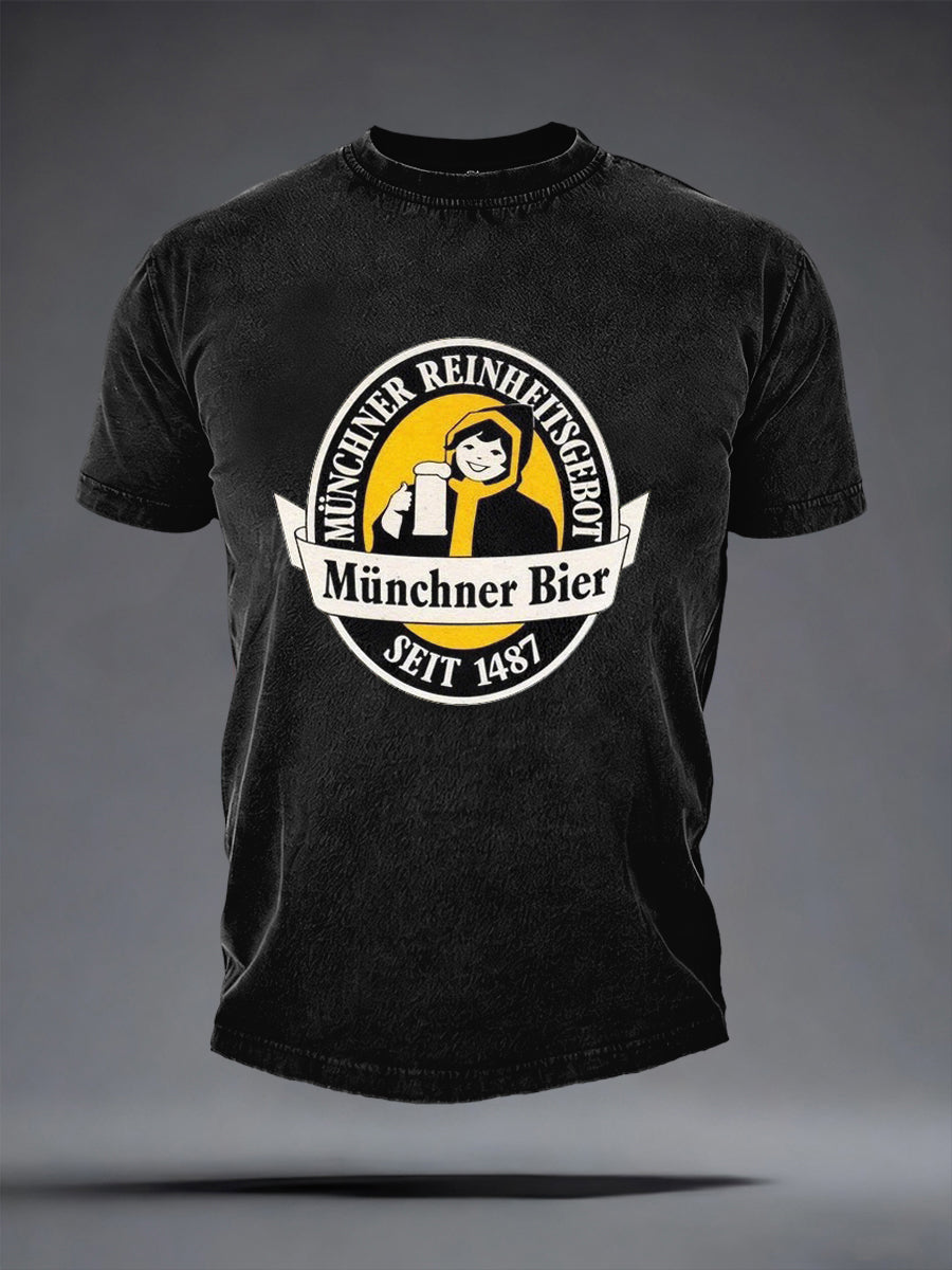 Herren-Bierliebhaber-München-Oktoberfest-Print-T-Shirt