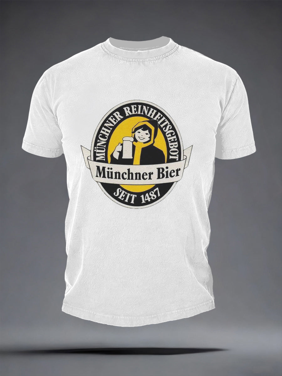 Herren-Bierliebhaber-München-Oktoberfest-Print-T-Shirt