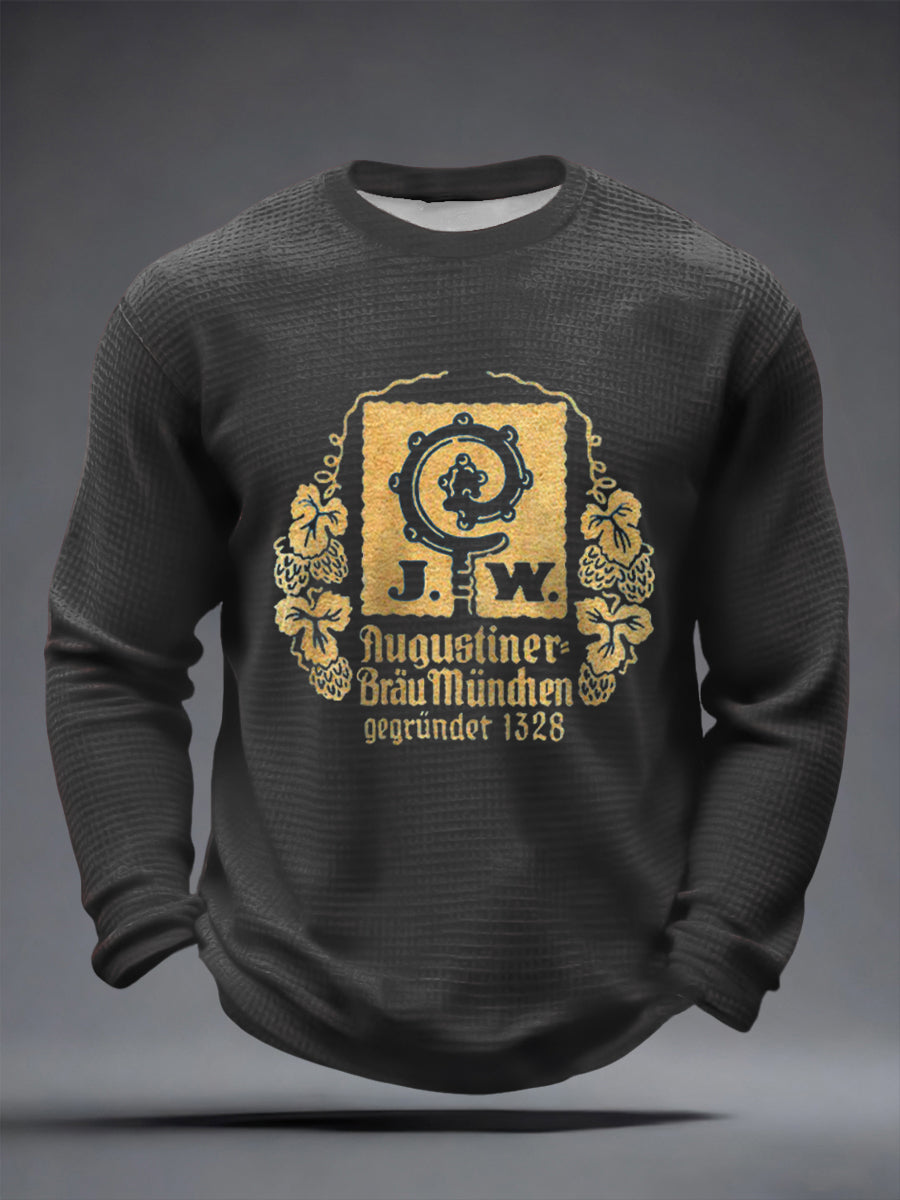 Herren-Bierliebhaber-Waffel-Longsleeve-T-Shirt