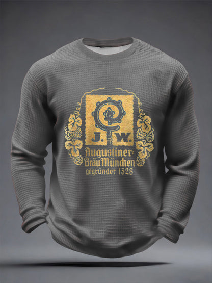 Herren-Bierliebhaber-Waffel-Longsleeve-T-Shirt