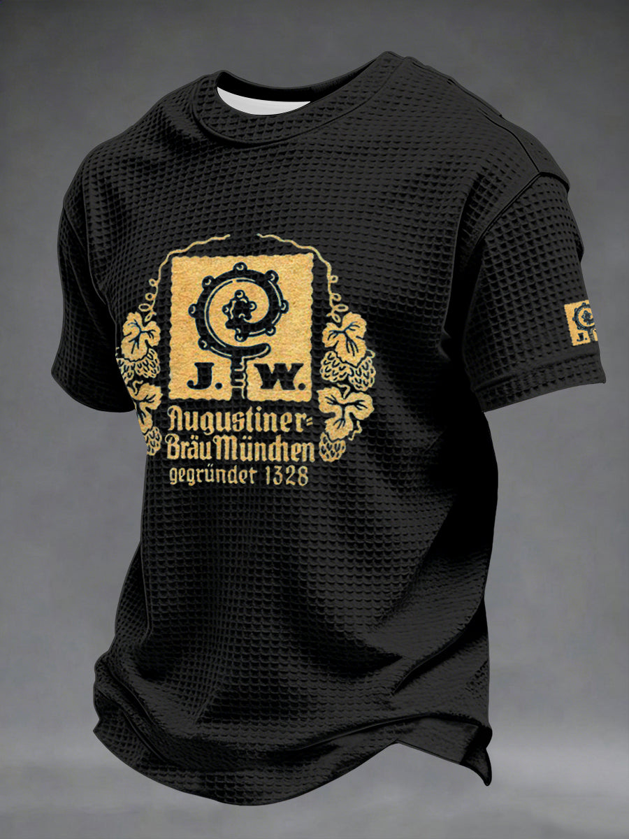 Herren-Bierliebhaber-Waffel-Shortsleeve-T-Shirt