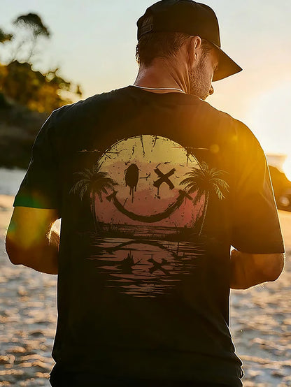 T-Shirt mit kurzen Ärmeln Smiley Sea Print für Herren