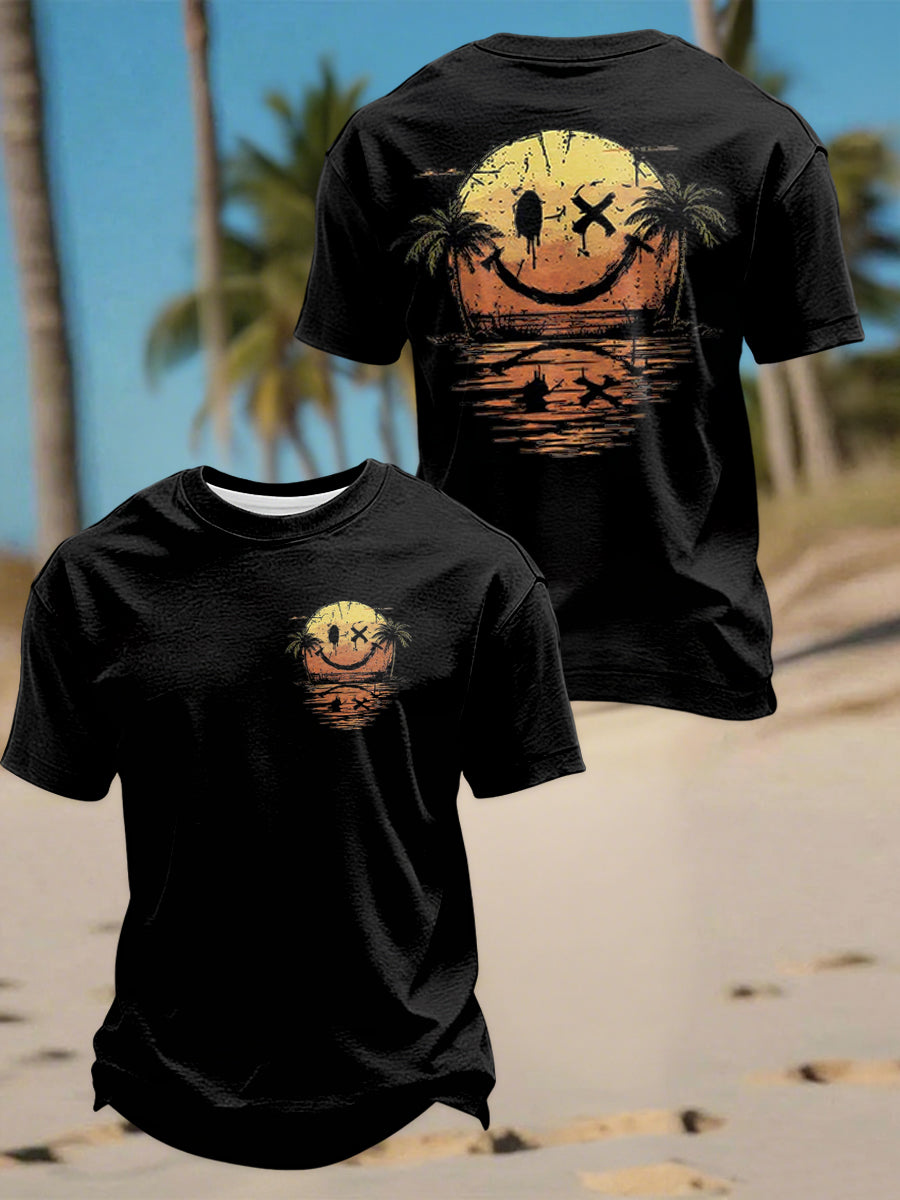 T-Shirt mit kurzen Ärmeln Smiley Sea Print für Herren
