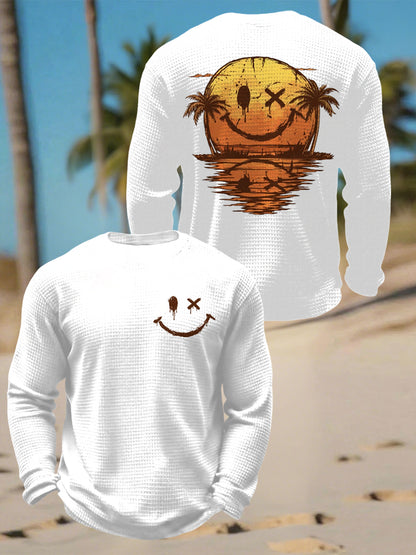 Männer Smiley Sea Waffel Langarm T-Shirt