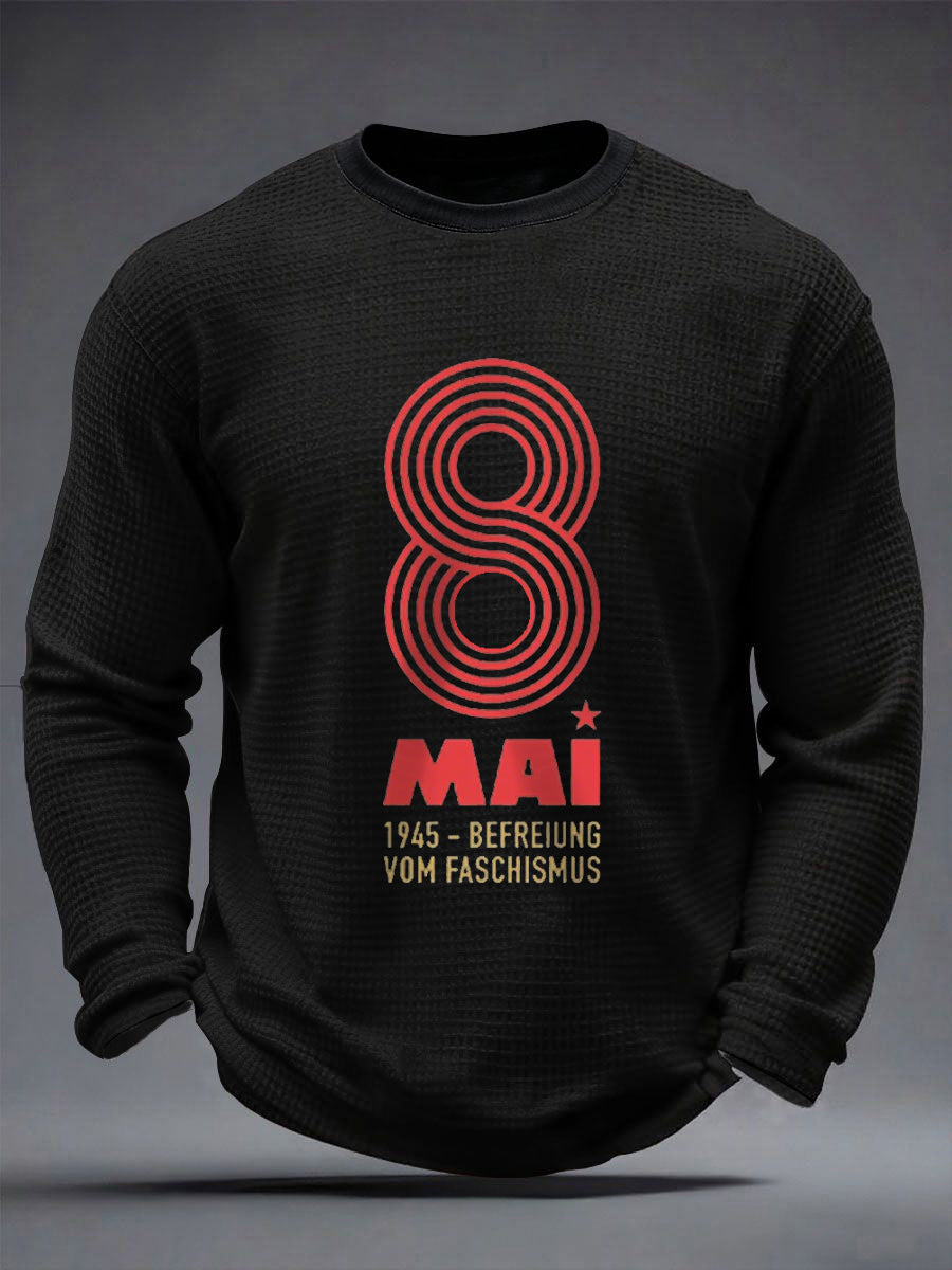 Herren 8. MAI 1945 Waffel Langarm T-Shirt