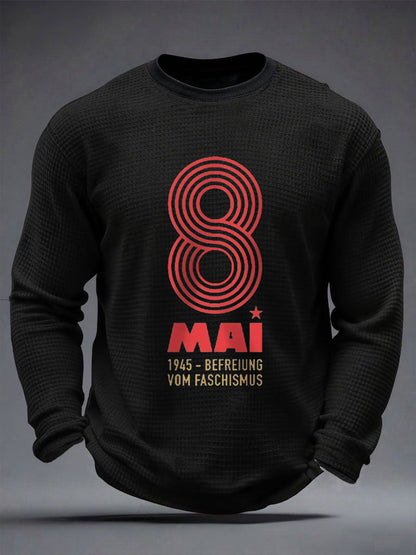Herren 8. MAI 1945 Waffel Langarm T-Shirt