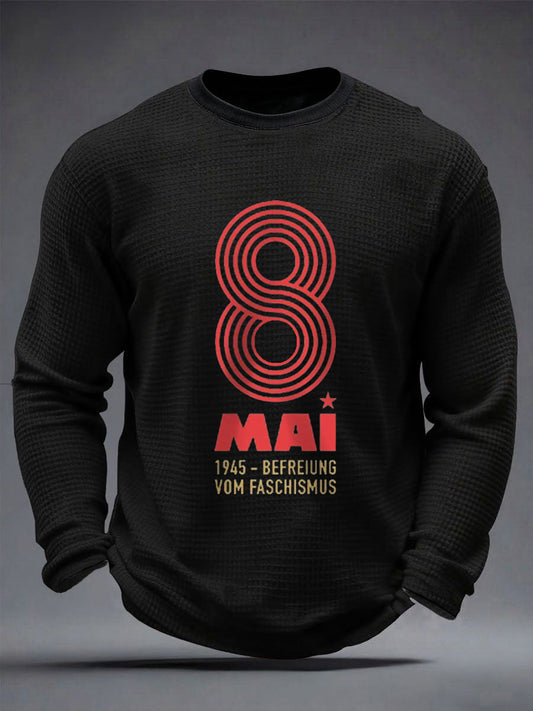 Herren 8. MAI 1945 Waffel Langarm T-Shirt