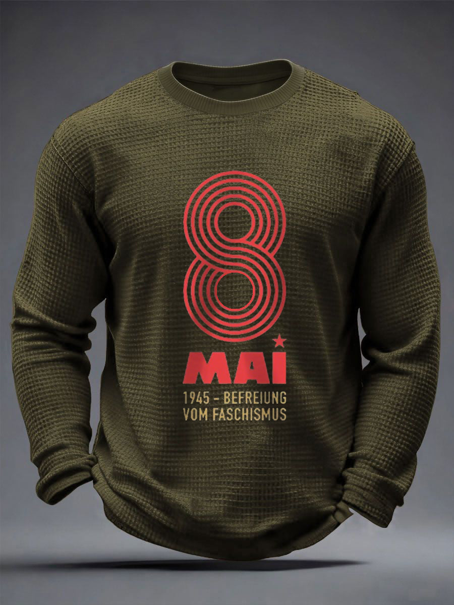 Herren 8. MAI 1945 Waffel Langarm T-Shirt