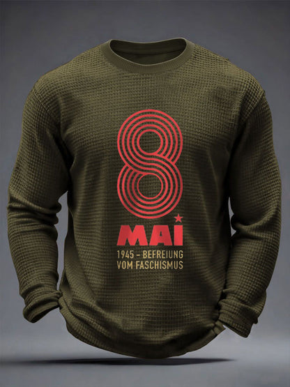 Herren 8. MAI 1945 Waffel Langarm T-Shirt