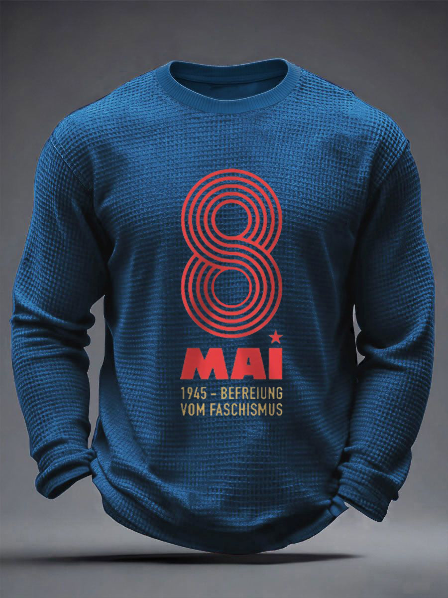 Herren 8. MAI 1945 Waffel Langarm T-Shirt