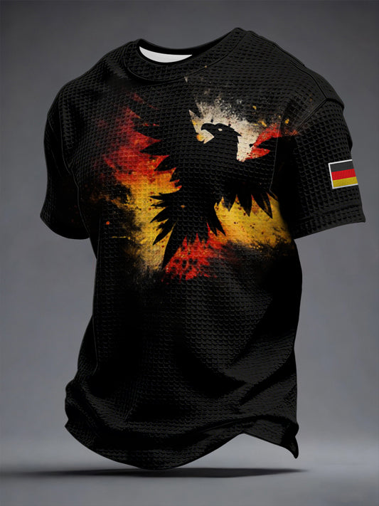Männer Deutsch Adler Print Waffel Kurzarm