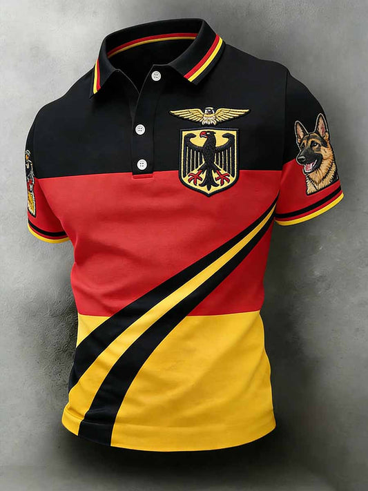 Herren-Retro-Polo-Shirt mit Deutschem-Schäferhund-Print im Casual-Stil
