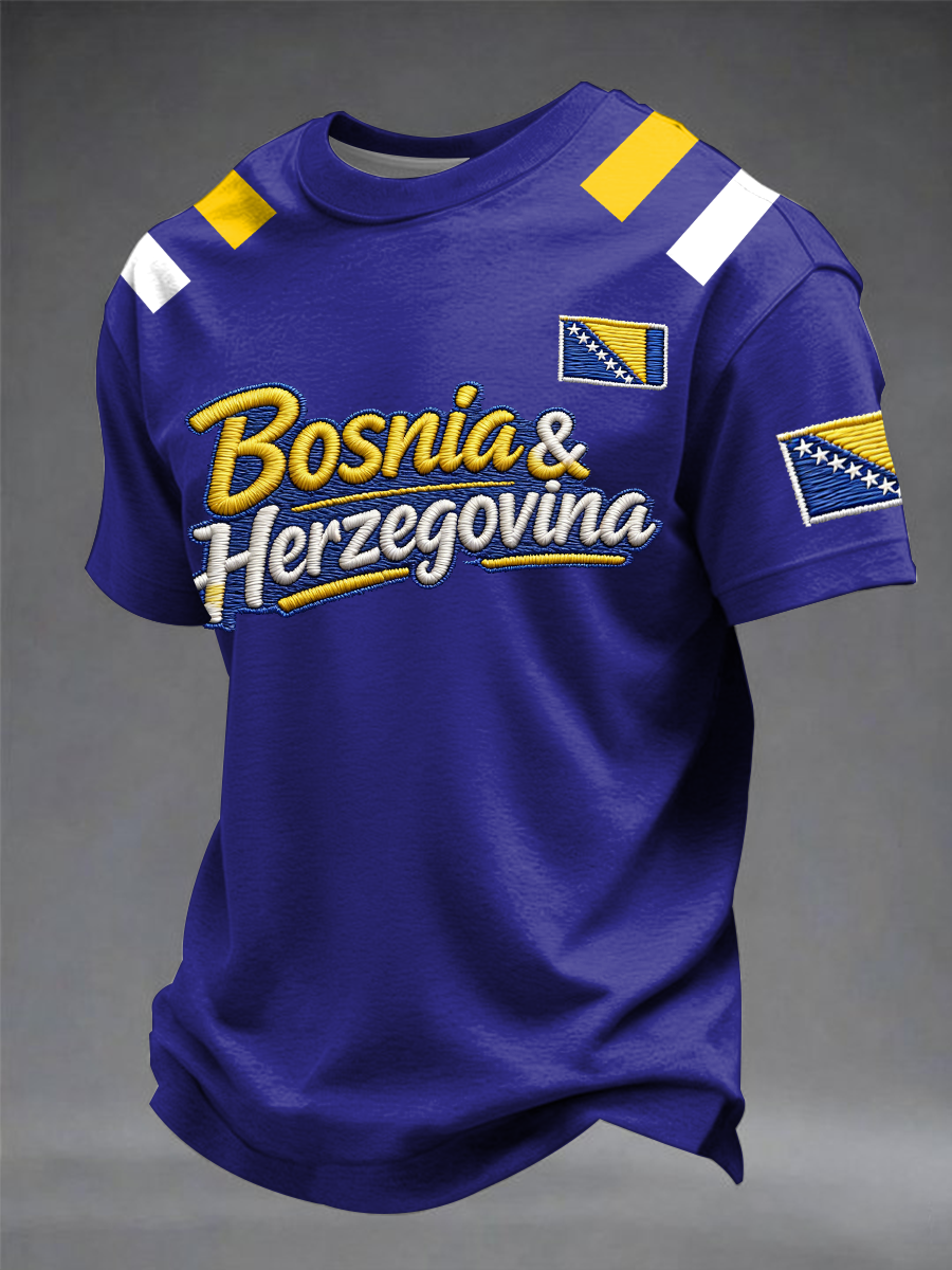 Herren Bosnien ZMAJEVI Fußballfan bedrucktes Kurzarm-T-Shirt
