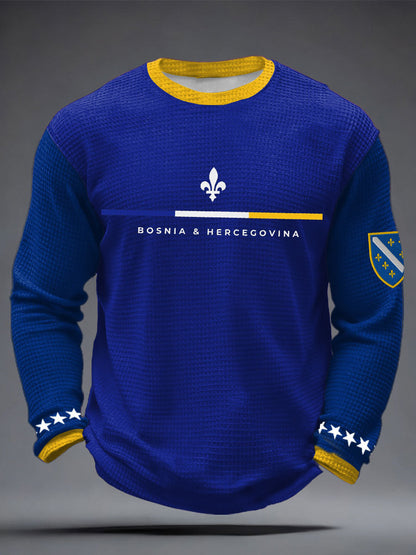 Herren Bosnien ZMAJEVI Fußballfan bedruckte Waffelpullover